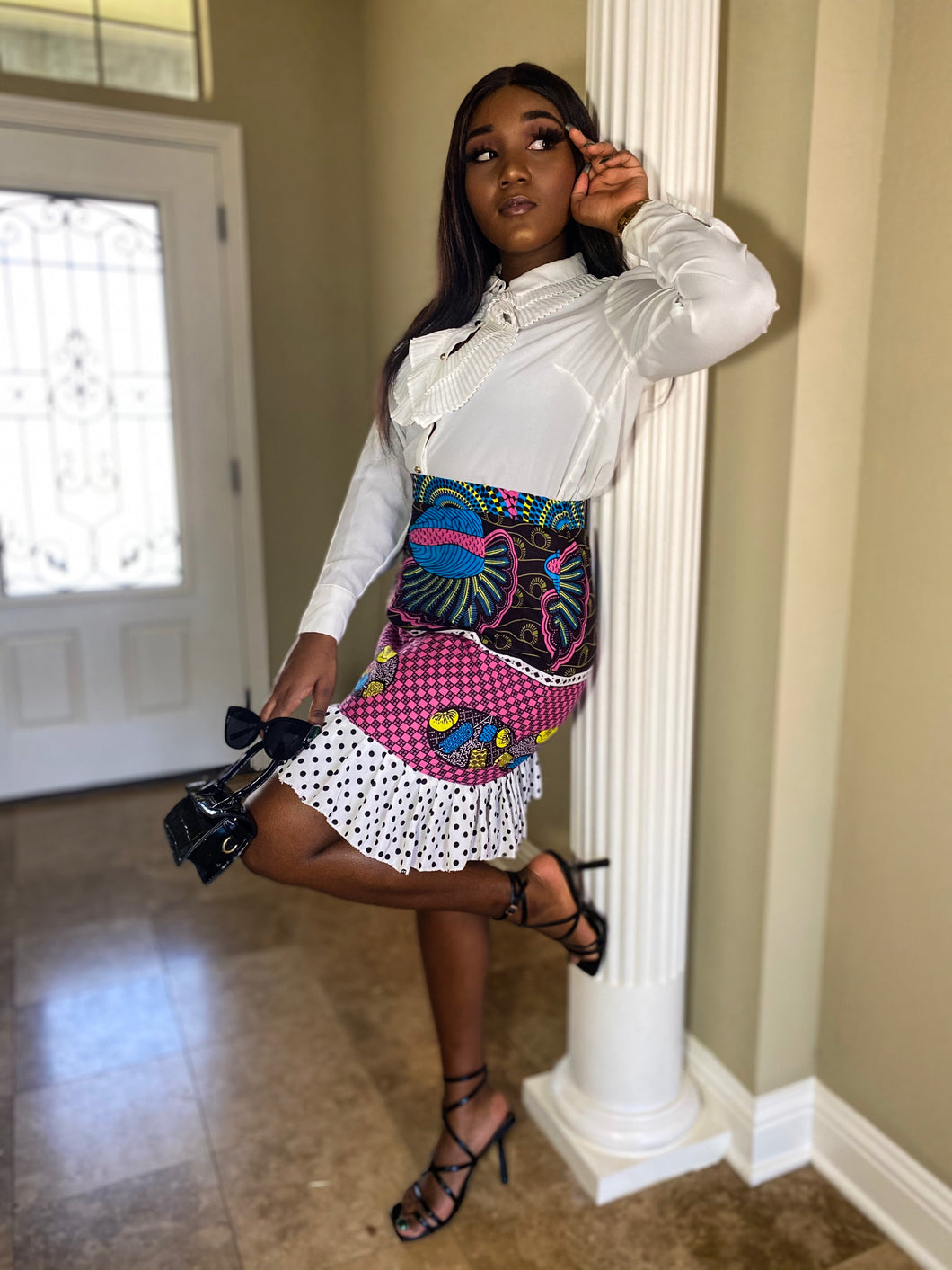 Ankara polka dot skirt